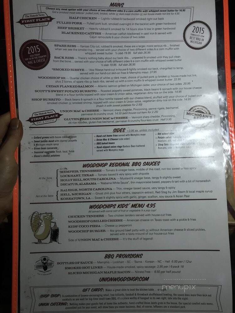 Union Woodshop - Clarkston, MI menu_pic