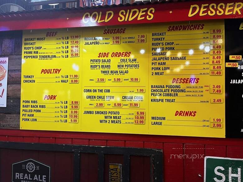 Rudy's Country Store & Bar-B-Q - Arlington, TX menu_pic