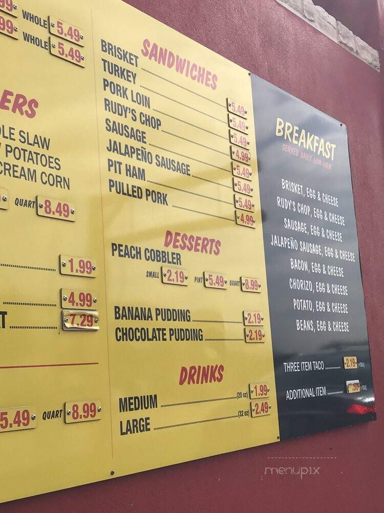 Rudy's Country Store & Bar-B-Q - Arlington, TX menu_pic