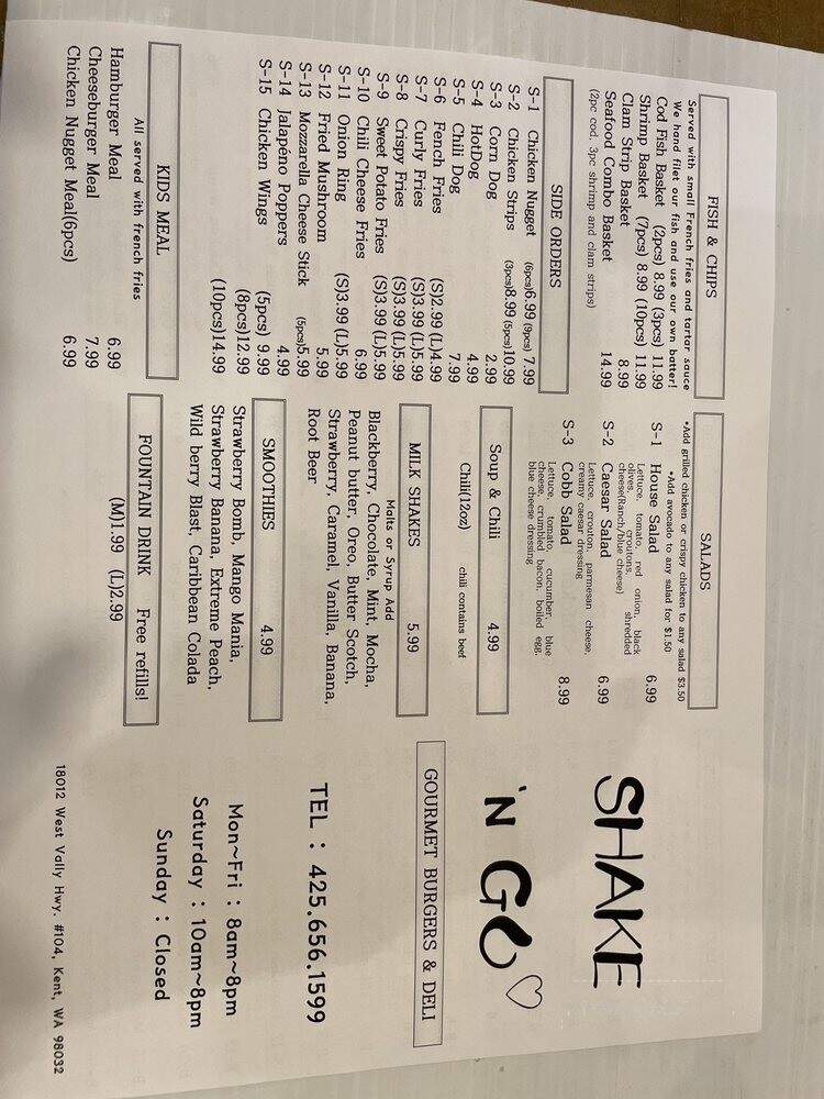 Shake 'N Go - Kent, WA menu_pic