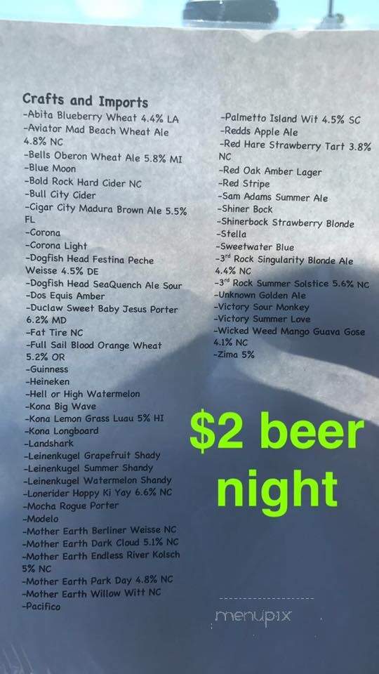 Emerald Club 2001 - Emerald Isle, NC menu_pic
