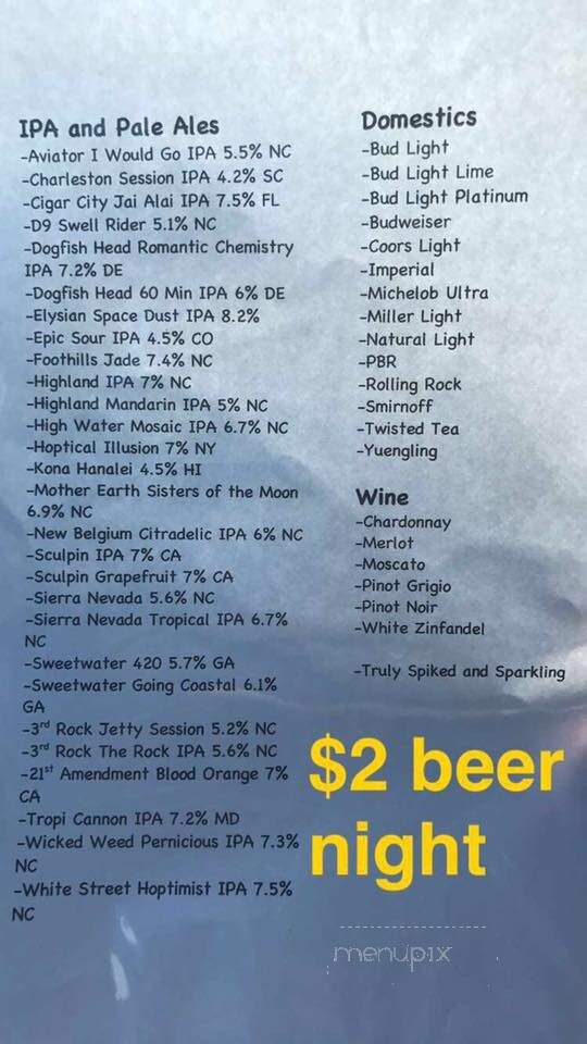 Emerald Club 2001 - Emerald Isle, NC menu_pic