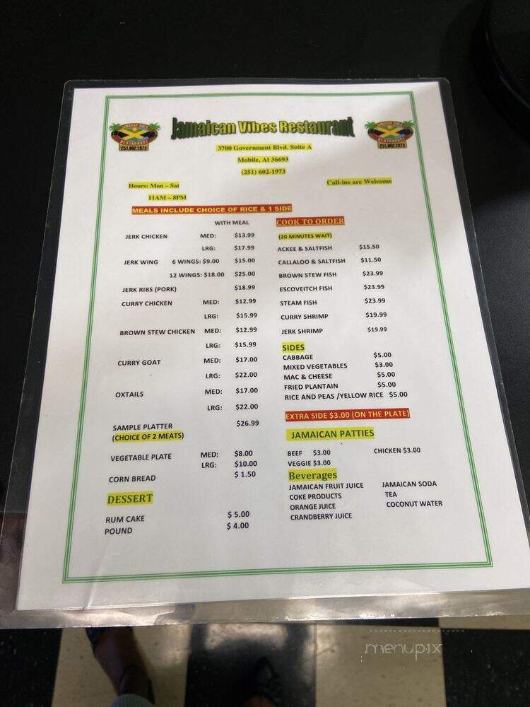 Jamaican Vibes Restaurant - Mobile, AL menu_pic