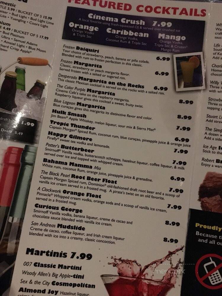 Cinema Cafe - Hampton, VA menu_pic