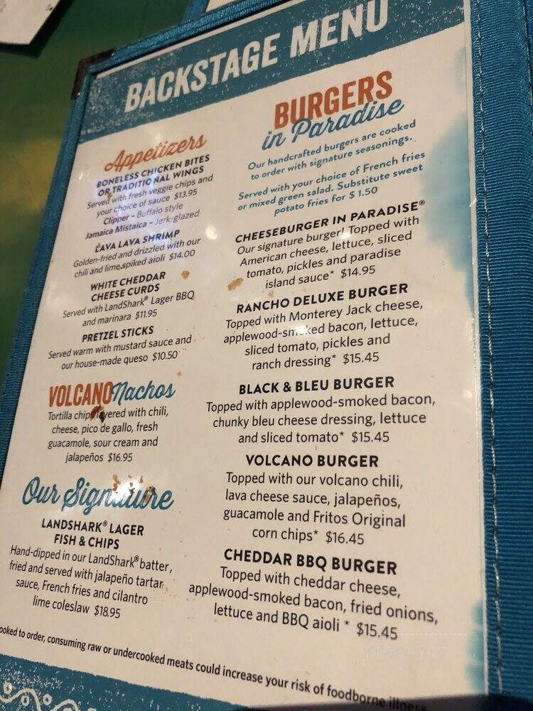 Jimmy Buffett's Margaritaville - Orlando, FL menu_pic