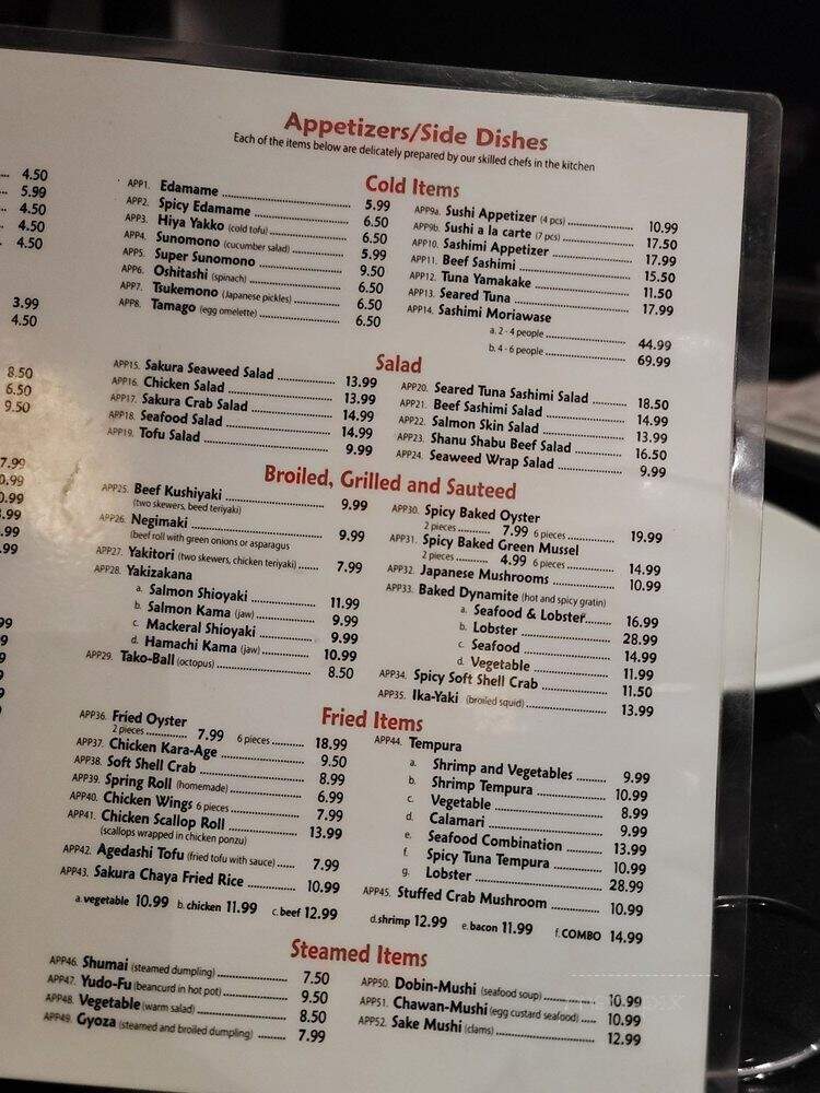 Sakura Chaya - Fresno, CA menu_pic