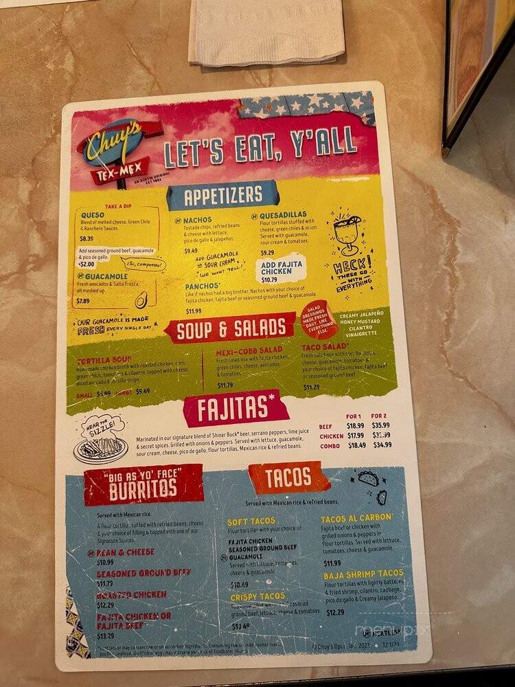 Chuy's - Selma, TX menu_pic