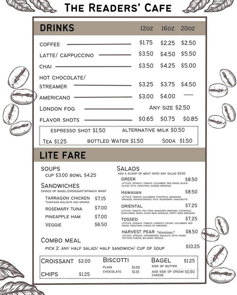The Reader's Cafe - Hanover, PA menu_pic