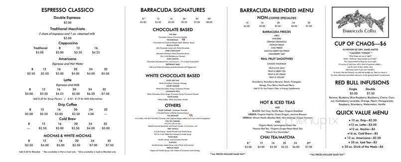 Barracuda Coffee Co - Richland, WA menu_pic