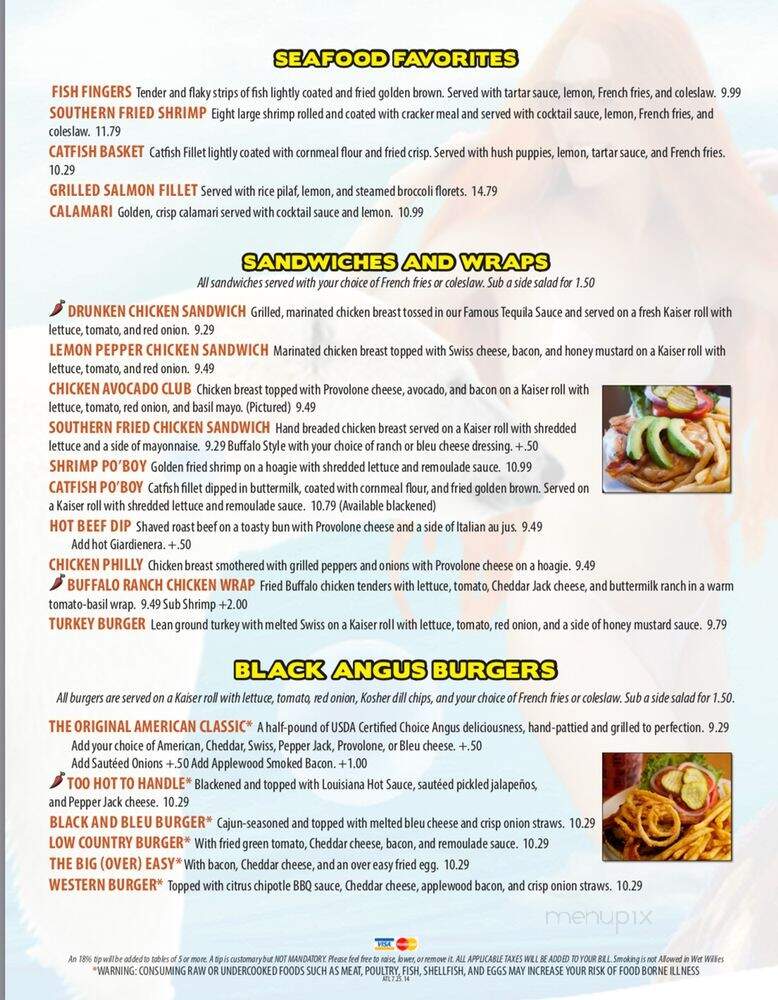 Wet Willie's - Atlanta, GA menu_pic
