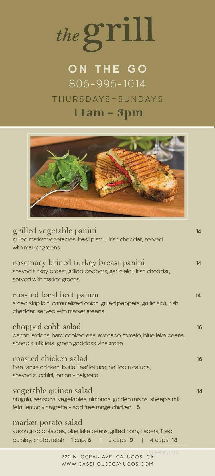 Cass House - Cayucos, CA menu_pic