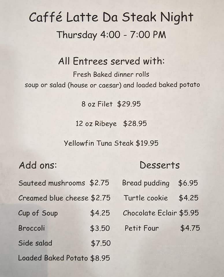 Caffe Latte Da - Harahan, LA menu_pic