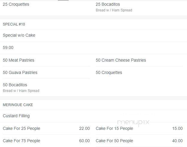 Pinocho Bakery - Coral Gables, FL menu_pic