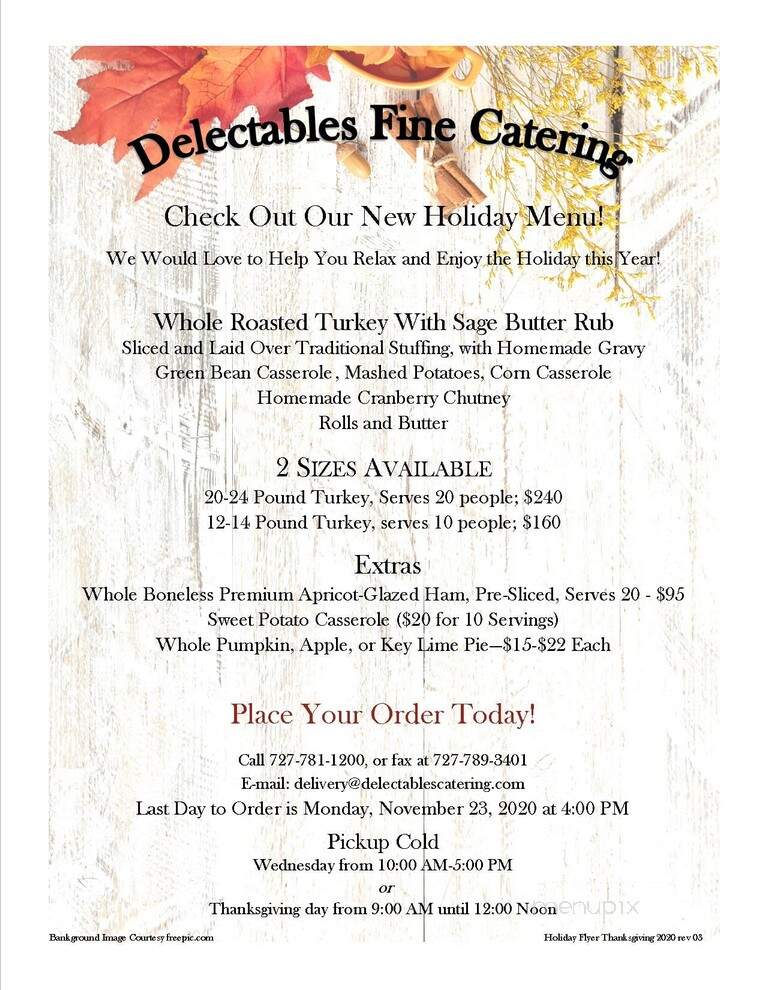 Delectables Fine Catering, - Palm Harbor, FL menu_pic
