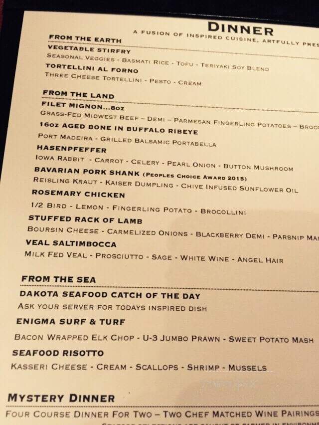 Enigma Restaurant - Rapid City, SD menu_pic