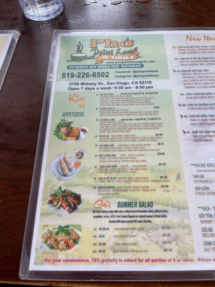 Pho Point Loma & Grill Restaurant - San Diego, CA menu_pic