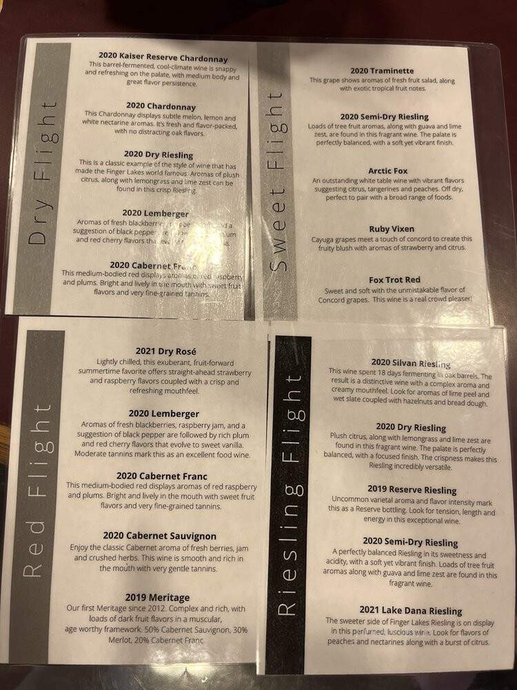 Cafe at Fox Run Vineyards - Penn Yan, NY menu_pic