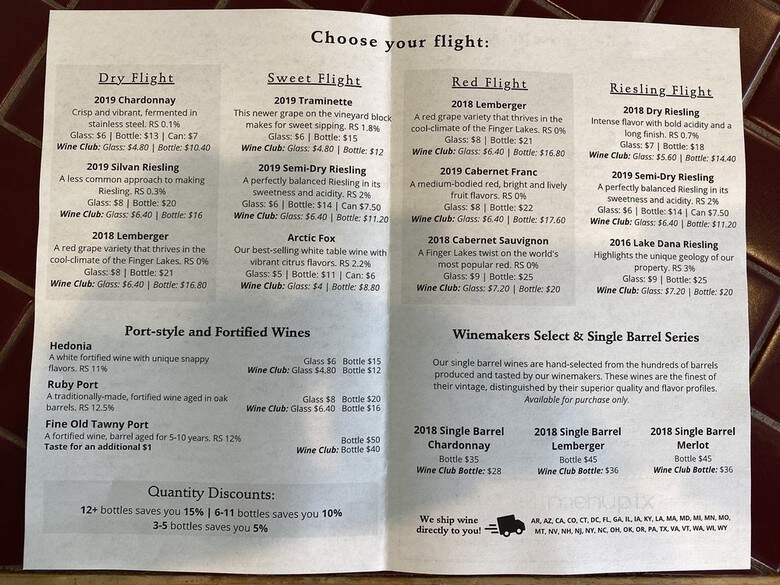 Cafe at Fox Run Vineyards - Penn Yan, NY menu_pic