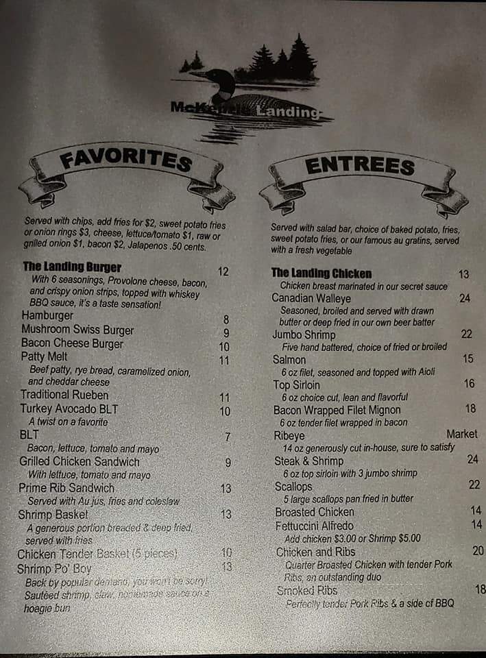 McKenzie Landing - Spooner, WI menu_pic