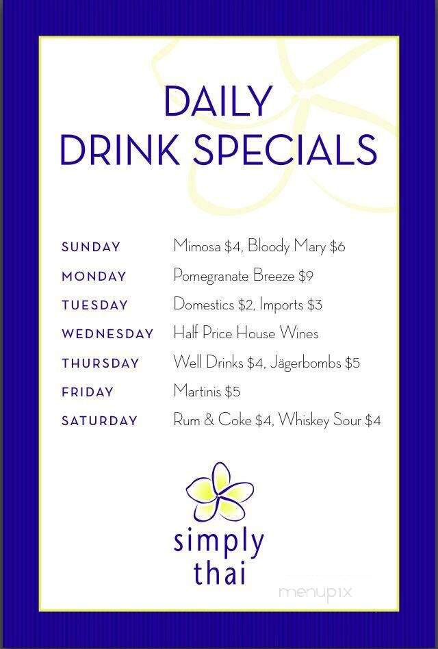 Simply Thai - Elon College, NC menu_pic