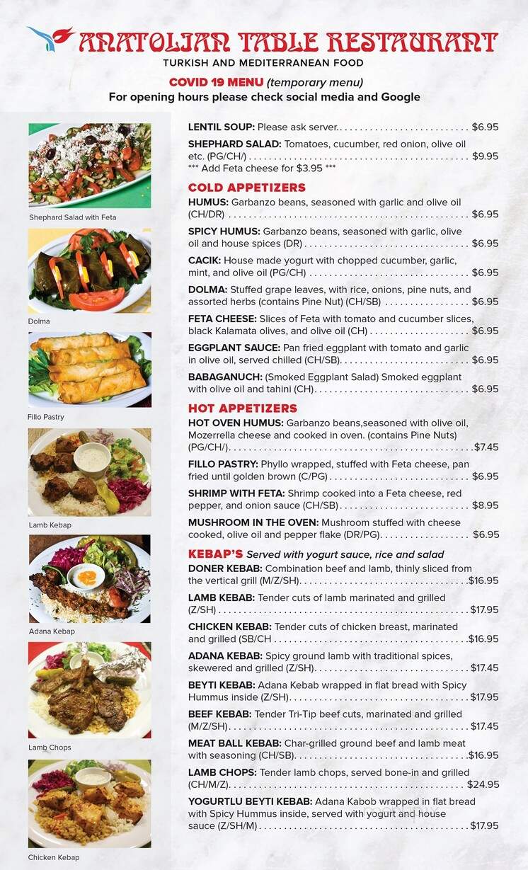 Anatolian Table - Rocklin, CA menu_pic