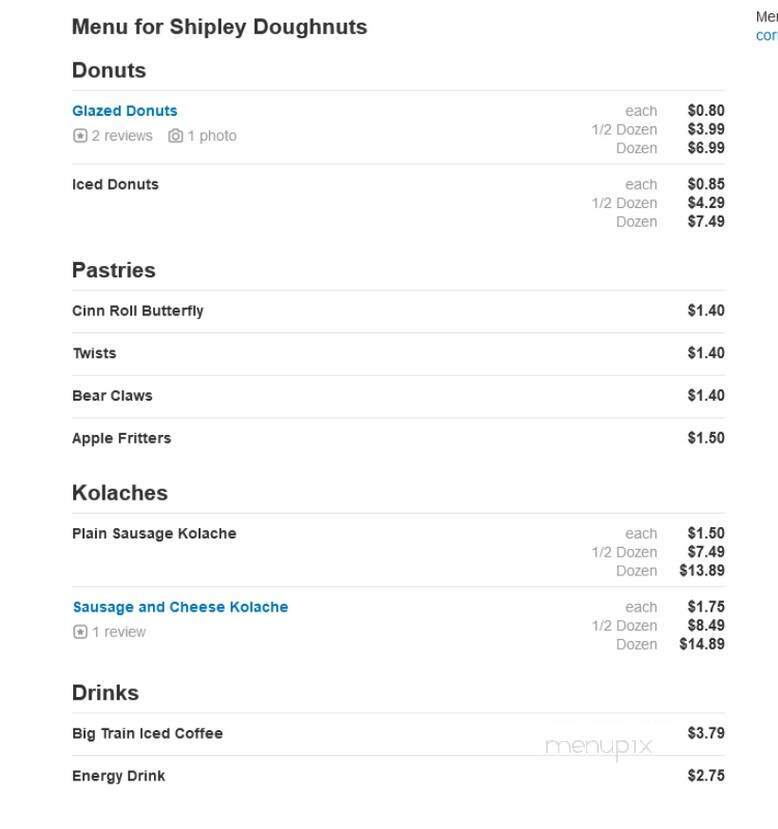 Shipley Donuts - Belton, TX menu_pic