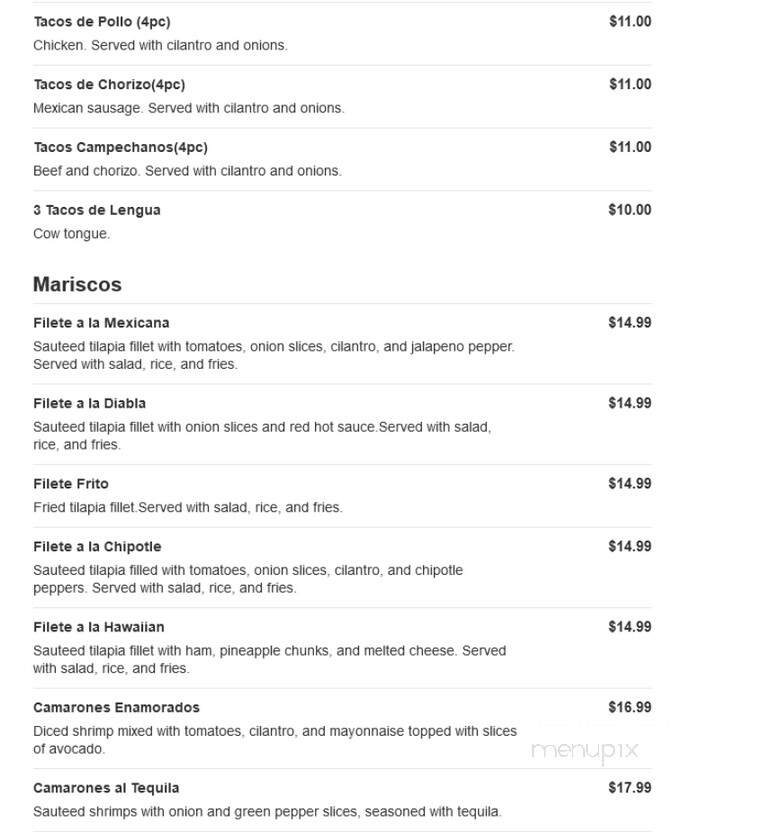 La Cabana - Wilmington, DE menu_pic