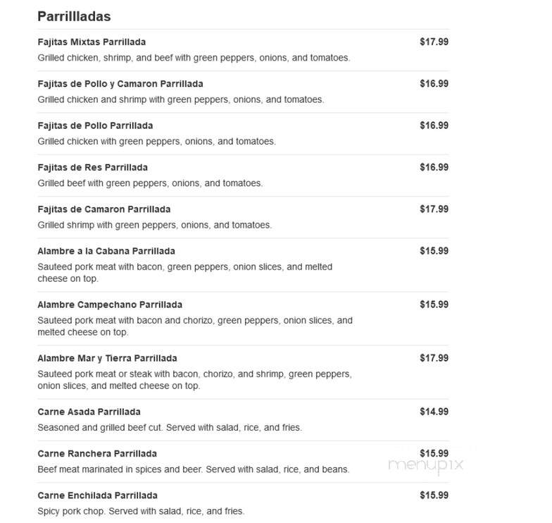 La Cabana - Wilmington, DE menu_pic