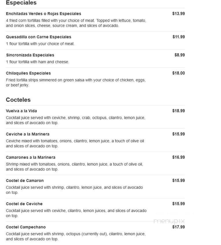 La Cabana - Wilmington, DE menu_pic