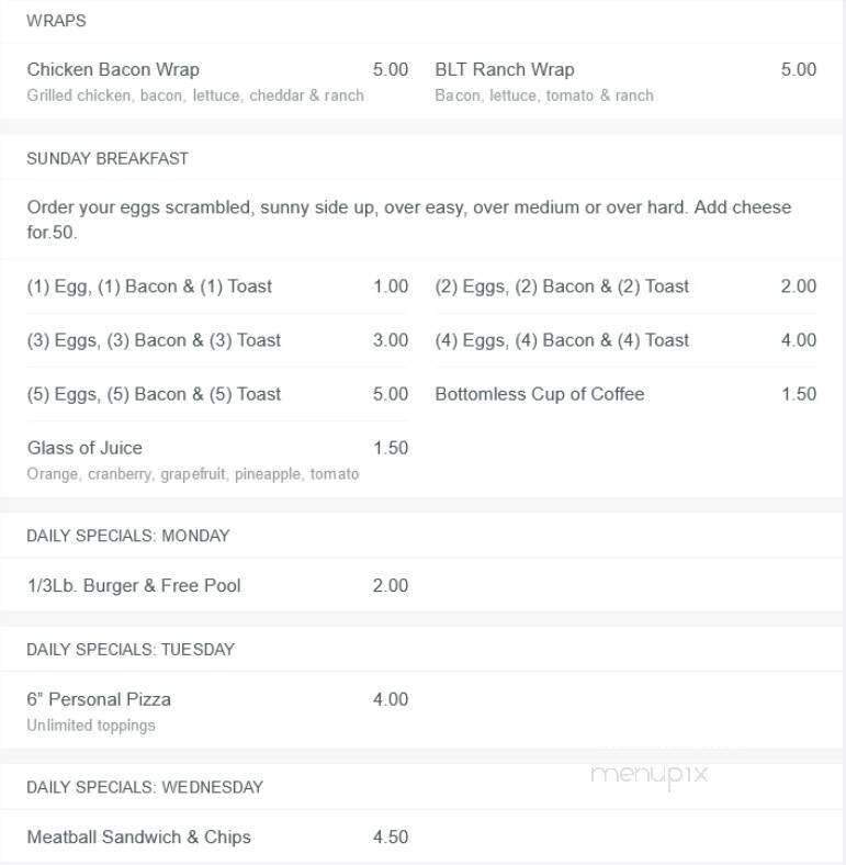 Clyde's Corner - Beldenville, WI menu_pic