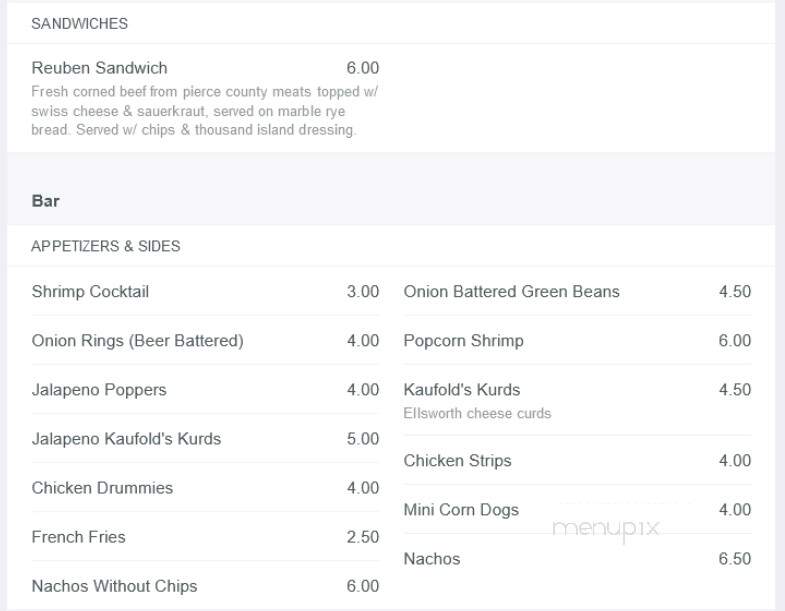 Clyde's Corner - Beldenville, WI menu_pic