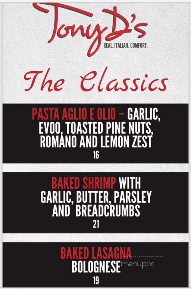 Tony D's - Rochester, NY menu_pic
