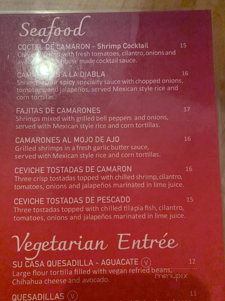 Su Casa Restaurante - South Haven, MI menu_pic