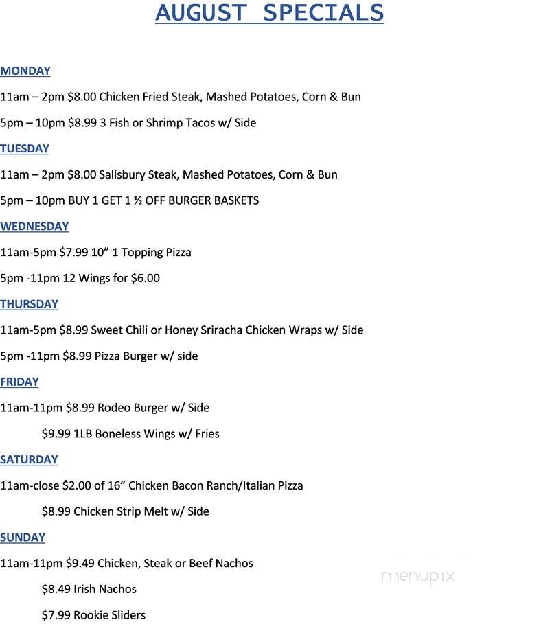 Blarney's Pub & Casino - Mitchell, SD menu_pic