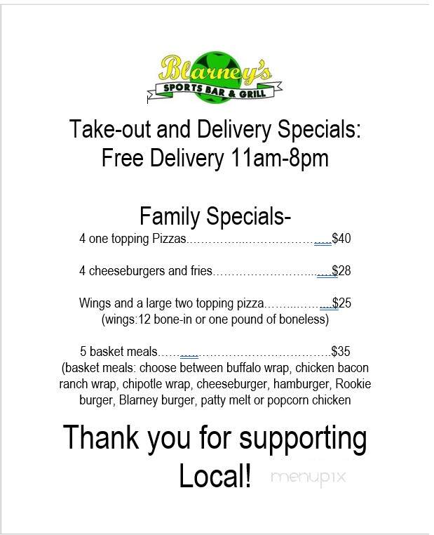 Blarney's Pub & Casino - Mitchell, SD menu_pic