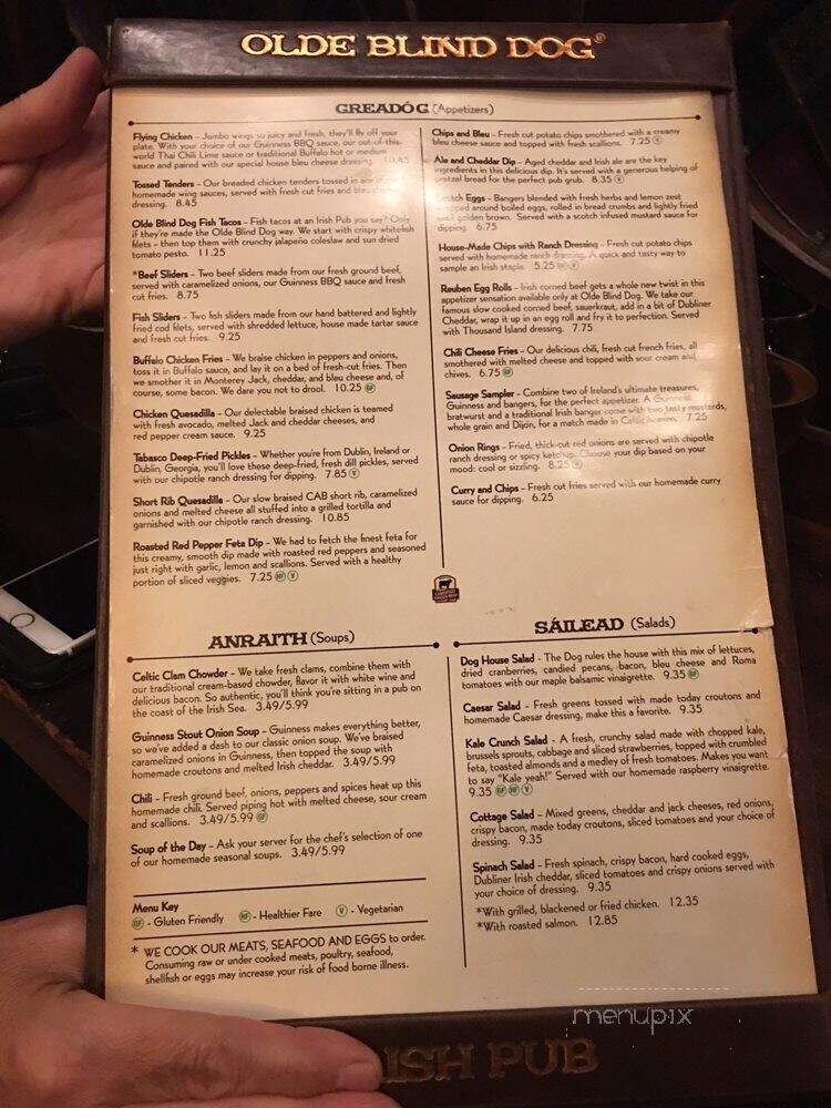 Olde Blind Dog Irish Pub - Milton, GA menu_pic