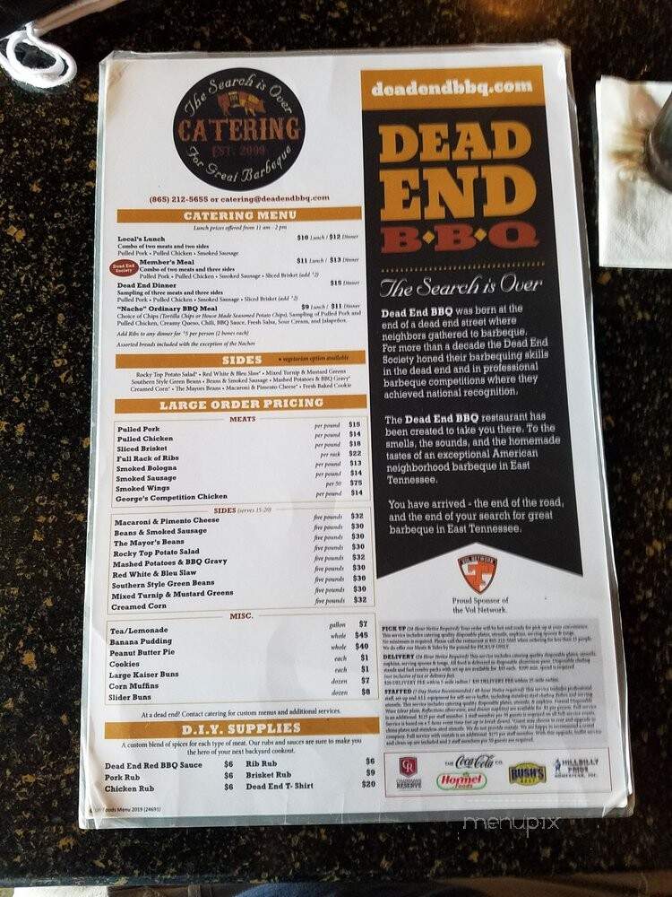 Dead End BBQ - Knoxville, TN menu_pic