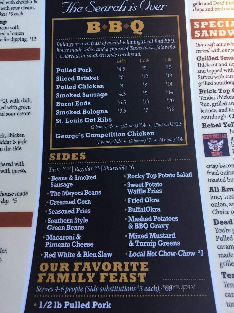 Dead End BBQ - Knoxville, TN menu_pic