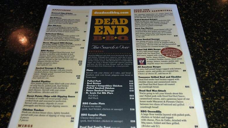Dead End BBQ - Knoxville, TN menu_pic