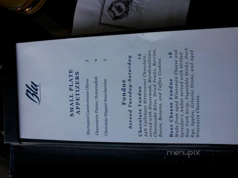 Blu Bar and Lounge - Milwaukee, WI menu_pic