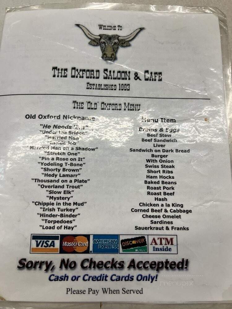 The Oxford - Missoula, MT menu_pic