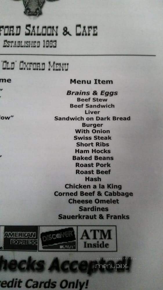 The Oxford - Missoula, MT menu_pic