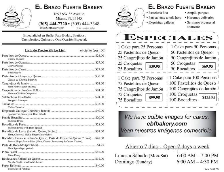 El Brazo Fuerte Bakery - Miami, FL menu_pic