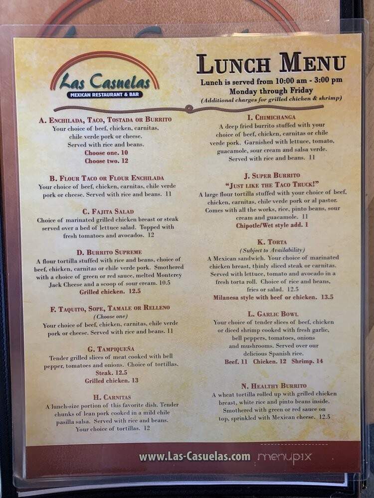 Las Casuelas - Modesto, CA menu_pic