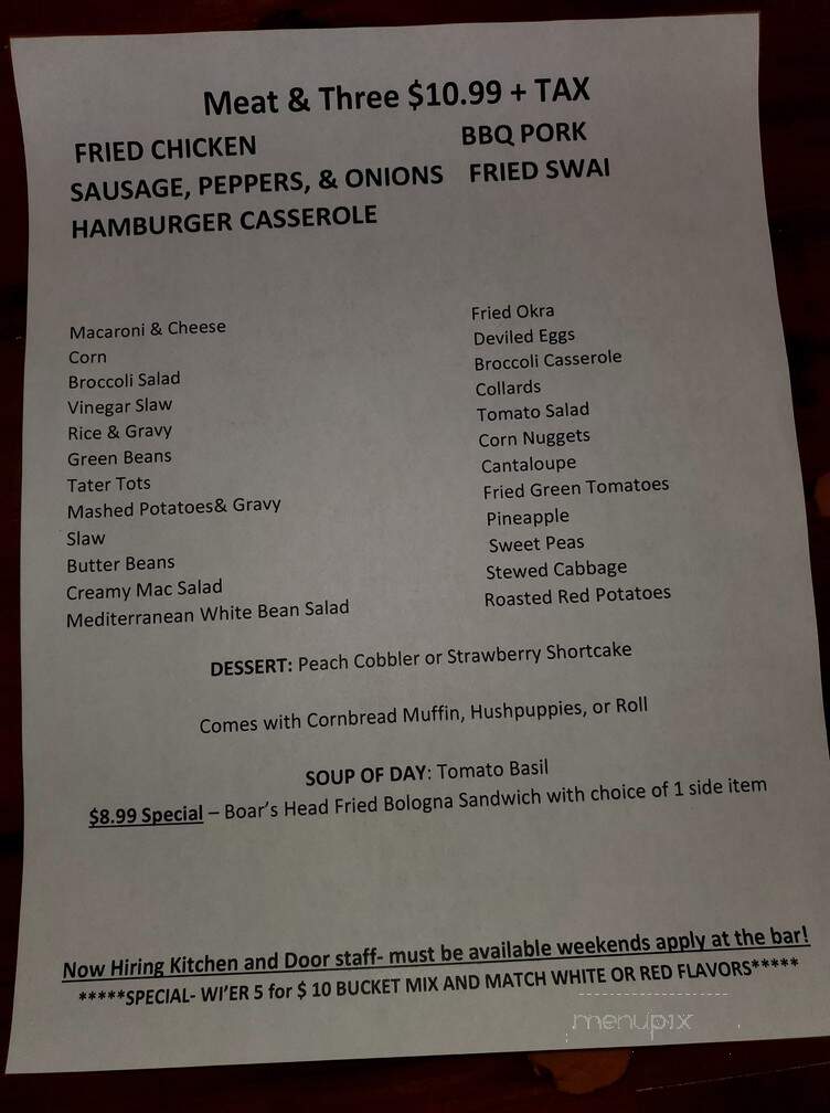 Esso Club - Clemson, SC menu_pic