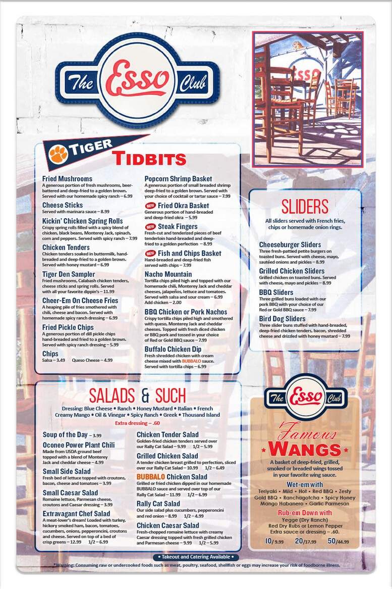 Esso Club - Clemson, SC menu_pic