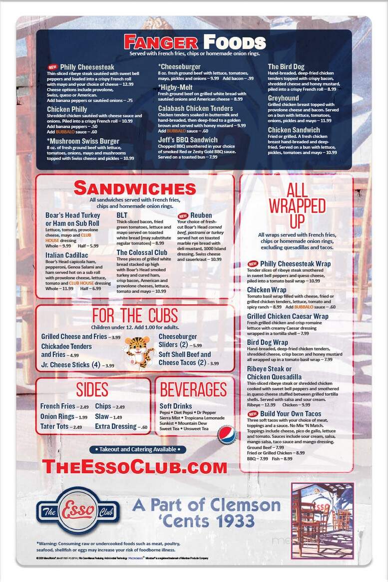 Esso Club - Clemson, SC menu_pic