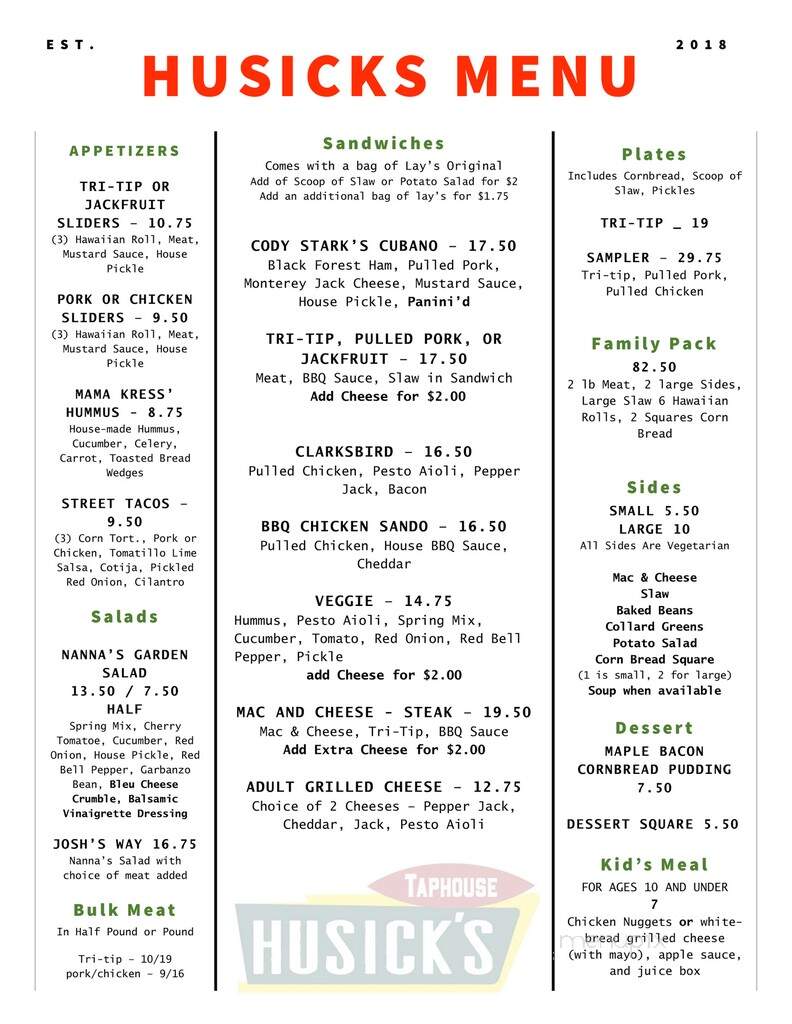 Husick Hardware & Deli - Clarksburg, CA menu_pic