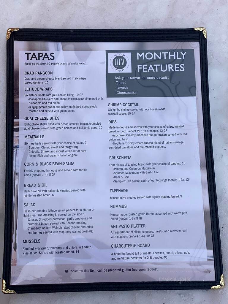 Off The Vine - Minot, ND menu_pic