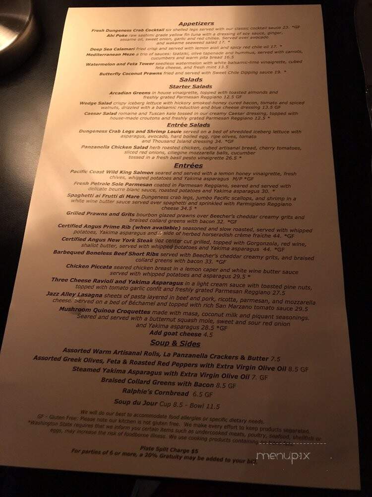 Dimitriou's Jazz Alley - Seattle, WA menu_pic
